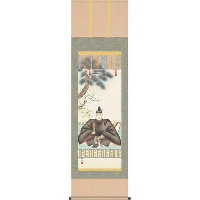 掛軸/慶祝・縁起画/天神/天神/浮田秋水/草夕会/洛彩緞子本表装/尺五サイズ幅54.5cm/桐箱畳紙収納/表装品質十年保証