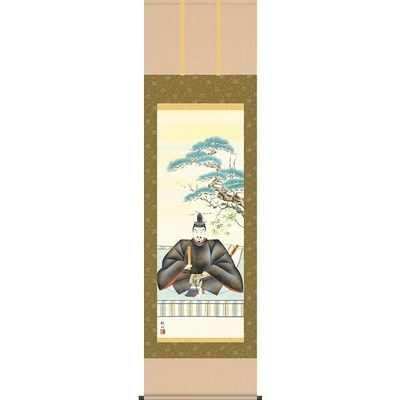 掛軸/慶祝・縁起画/天神/天神/浮田秋水/草夕会/洛彩緞子本表装/尺五サイズ幅54.5cm/桐箱畳紙収納/表装品質十年保証