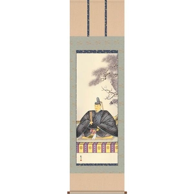 掛軸/慶祝・縁起画/天神/天神/山村観峰/三美会/洛彩緞子本表装/尺五サイズ幅54.5cm/桐箱畳紙収納/表装品質十年保証