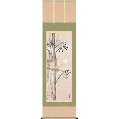 掛軸/開運画/開運花鳥/三友白雀図/浮田秋水/草夕会/洛彩緞子本表装/尺五サイズ幅54.5cm/桐箱畳紙収納/表装品質十年保証