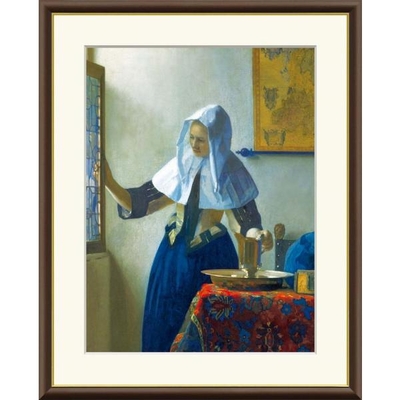世界の名画　油絵　水差しを持つ女　ヨハネス フェルメール　F8　61&times;49.5cm　手彩仕上 高精細巧芸美術画
