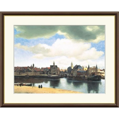 世界の名画　油絵　デルフトの眺望　ヨハネス フェルメール　F8　61&times;49.5cm　手彩仕上 高精細巧芸美術画