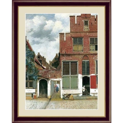 世界の名画　油絵　デルフトの小路　ヨハネス フェルメール　F6　52&times;42cm　手彩仕上 高精細巧芸美術画