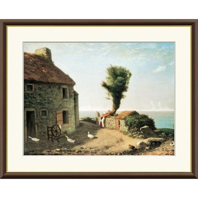 世界の名画　油絵　グリュシーの村はずれ　フランソワ　ミレー　F6　52&times;42cm　手彩仕上 高精細巧芸美術画