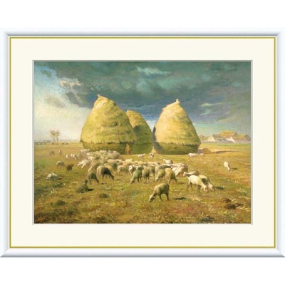 世界の名画　油絵　秋、積み藁　フランソワ　ミレー　F6　52&times;42cm　手彩仕上 高精細巧芸美術画