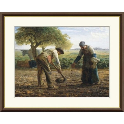 世界の名画　油絵　馬鈴薯植え　フランソワ　ミレー　F8　61&times;49.5cm　手彩仕上 高精細巧芸美術画