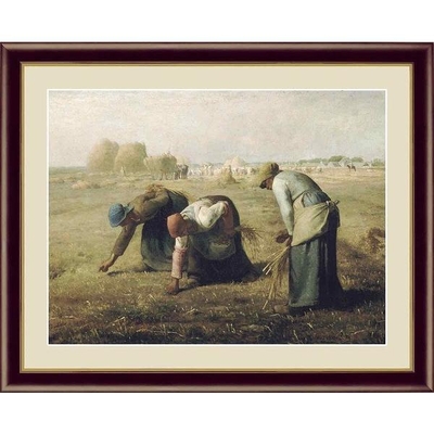 世界の名画　油絵　落穂拾い　フランソワ　ミレー　F4　42&times;34cm　手彩仕上 高精細巧芸美術画
