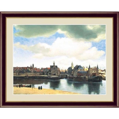 世界の名画　油絵　デルフトの眺望　ヨハネス フェルメール　F6　52&times;42cm　手彩仕上 高精細巧芸美術画
