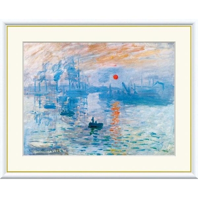世界の名画　油絵　印象：日の出　モネ　F4　42&times;34cm　手彩仕上 高精細巧芸美術画
