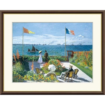 世界の名画　油絵　サン・タドレスのテラス　モネ　F8　61&times;49.5cm　手彩仕上 高精細巧芸美術画