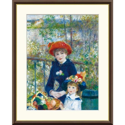 世界の名画　油絵　テラスにて　ルノワール　F6　52&times;42cm　手彩仕上 高精細巧芸美術画