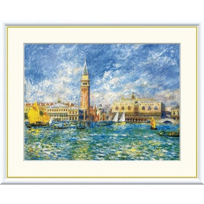 世界の名画　油絵　ヴェネツィアのパラッツォ・ドゥカーレ　ルノワール　F6　52&times;42cm　手彩仕上 高精細巧芸美術画