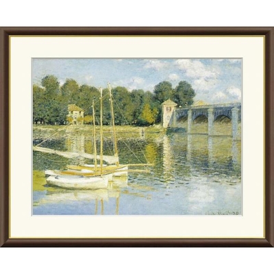 世界の名画　油絵　アルジャントゥイユの橋　モネ　F8　61&times;49.5cm　手彩仕上 高精細巧芸美術画