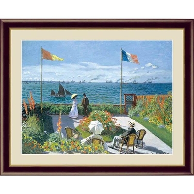 世界の名画　油絵　サン・タドレスのテラス　モネ　F6　52&times;42cm　手彩仕上 高精細巧芸美術画
