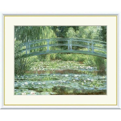 世界の名画　油絵　睡蓮の池と日本の橋　モネ　F4　42&times;34cm　手彩仕上 高精細巧芸美術画