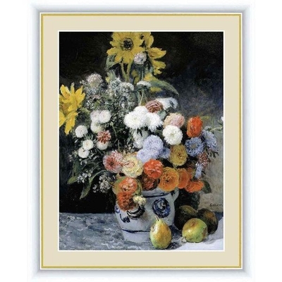 世界の名画　油絵　花瓶の花　ルノワール　F4　42&times;34cm　手彩仕上 高精細巧芸美術画