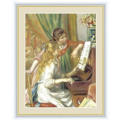 世界の名画　油絵　ピアノに寄る少女たち　ルノワール　F4　42&times;34cm　手彩仕上 高精細巧芸美術画