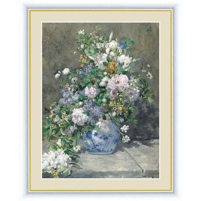 世界の名画　油絵　春のブーケ　ルノワール　F4　42&times;34cm　手彩仕上 高精細巧芸美術画