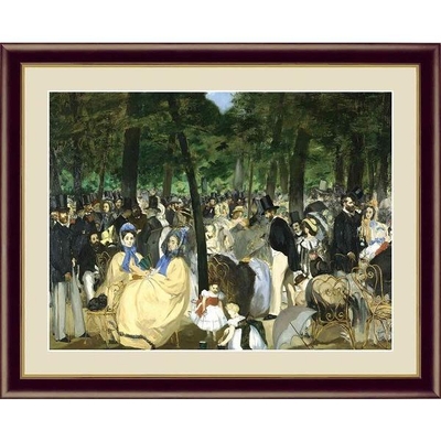 世界の名画　油絵　チュイルリー公園の音楽会　マネ　F4　42&times;34cm　手彩仕上 高精細巧芸美術画