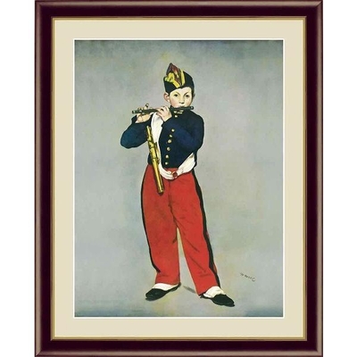 世界の名画　油絵　笛を吹く少年　マネ　F6　52&times;42cm　手彩仕上 高精細巧芸美術画