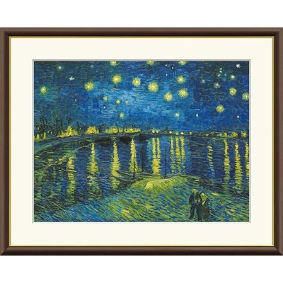世界の名画　油絵　ローヌ川の星月夜　ゴッホ　F6　52&times;42cm　手彩仕上 高精細巧芸美術画