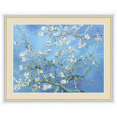 世界の名画　油絵　花咲くアーモンドの木の枝　ゴッホ　F6　52&times;42cm　手彩仕上 高精細巧芸美術画