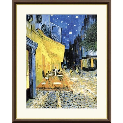 世界の名画　油絵　夜のカフェテラス　ゴッホ　F8　61&times;49.5cm　手彩仕上 高精細巧芸美術画
