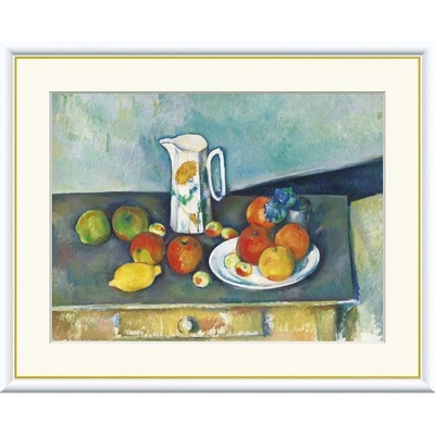 世界の名画　油絵　静物　セザンヌ　F6　52&times;42cm　手彩仕上 高精細巧芸美術画