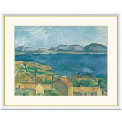 世界の名画　油絵　エスタックから眺めたマルセイユ湾　セザンヌ　F4　42&times;34cm　手彩仕上 高精細巧芸美術画