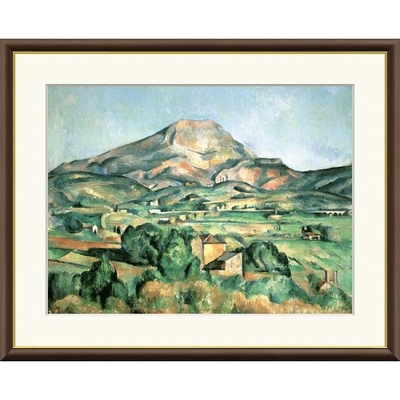 世界の名画　油絵　サントヴィクトワール山　セザンヌ　F8　61&times;49.5cm　手彩仕上 高精細巧芸美術画