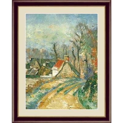 世界の名画　油絵　オーヴェルの曲がり道　セザンヌ　F6　52&times;42cm　手彩仕上 高精細巧芸美術画