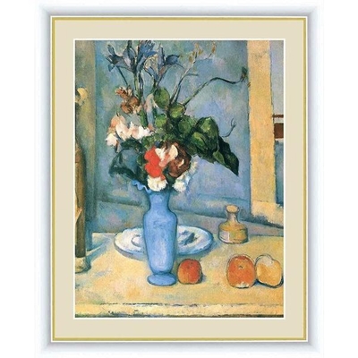 世界の名画　油絵　青い花瓶　セザンヌ　F4　42&times;34cm　手彩仕上 高精細巧芸美術画