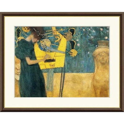 世界の名画　油絵　音楽1　クリムト　F4　42&times;34cm　手彩仕上 高精細巧芸美術画