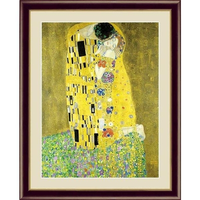 世界の名画　油絵　接吻　クリムト　F4　42&times;34cm　手彩仕上 高精細巧芸美術画