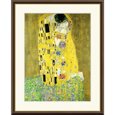世界の名画　油絵　接吻　クリムト　F8　61&times;49.5cm　手彩仕上 高精細巧芸美術画