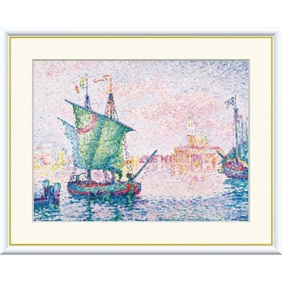 世界の名画　ピンク色の雲がかかるヴェネツィア　シニャック　F8　61&times;49.5cm　手彩仕上 高精細巧芸美術画