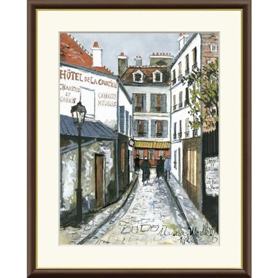 世界の名画　ベルヴィルの通り　ユトリロ　F8　61&times;49.5cm　手彩仕上 高精細巧芸美術画