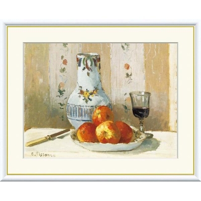 世界の名画　油絵　林檎と水差しのある静物　ピサロ　F8　61&times;49.5cm　手彩仕上 高精細巧芸美術画