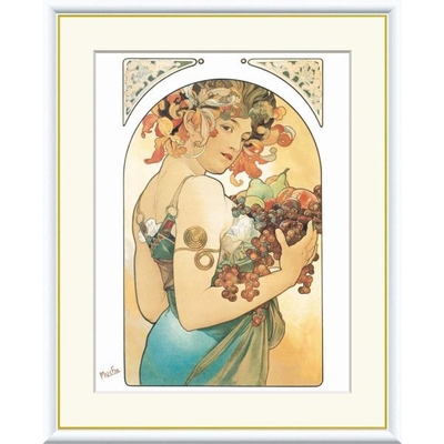 世界の名画　果物　ミュシャ　F4　42&times;34cm　手彩仕上 高精細巧芸美術画
