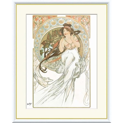 世界の名画　芸術・音楽　ミュシャ　F4　42&times;34cm　手彩仕上 高精細巧芸美術画