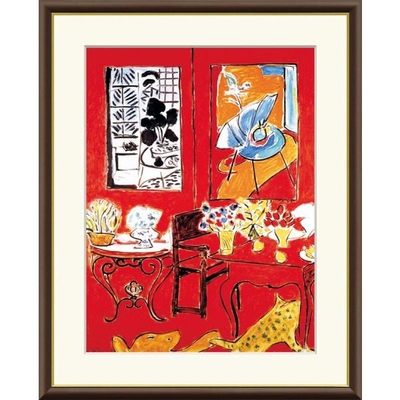 世界の名画　油絵　大きな赤い室内　マティス　F8　61&times;49.5cm　手彩仕上 高精細巧芸美術画