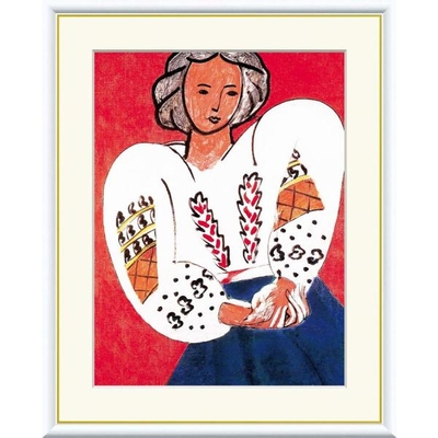 世界の名画　油絵　ルーマニアのブラウス　マティス　F8　61&times;49.5cm　手彩仕上 高精細巧芸美術画