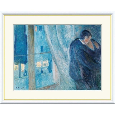 世界の名画　窓辺のキス　ムンク　F8　61&times;49.5cm　手彩仕上 高精細巧芸美術画