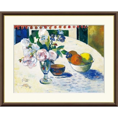 世界の名画　青いアイリスとオレンジとレモン　ゴーギャン　F4　42&times;34cm　手彩仕上 高精細巧芸美術画