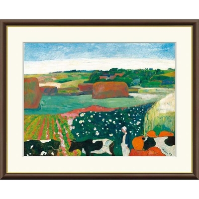 世界の名画　ブルターニュの干し草　ゴーギャン　F8　61&times;49.5cm　手彩仕上 高精細巧芸美術画
