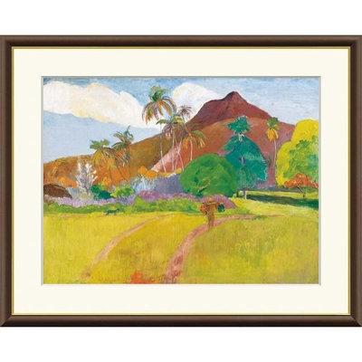 世界の名画　タヒチの山　ゴーギャン　F8　61&times;49.5cm　手彩仕上 高精細巧芸美術画