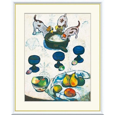 世界の名画　３匹の子犬　ゴーギャン　F4　42&times;34cm　手彩仕上 高精細巧芸美術画