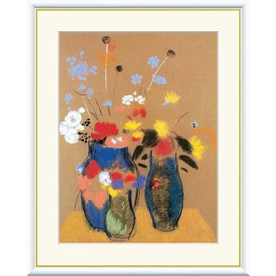 世界の名画　青い花瓶の花　ルドン　F4　42&times;34cm　手彩仕上 高精細巧芸美術画