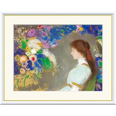 世界の名画　ヴィオレット・ハイマンの肖像　ルドン　F8　61&times;49.5cm　手彩仕上 高精細巧芸美術画