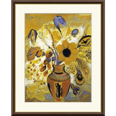 世界の名画　エトルリア花瓶の花　ルドン　F4　42&times;34cm　手彩仕上 高精細巧芸美術画